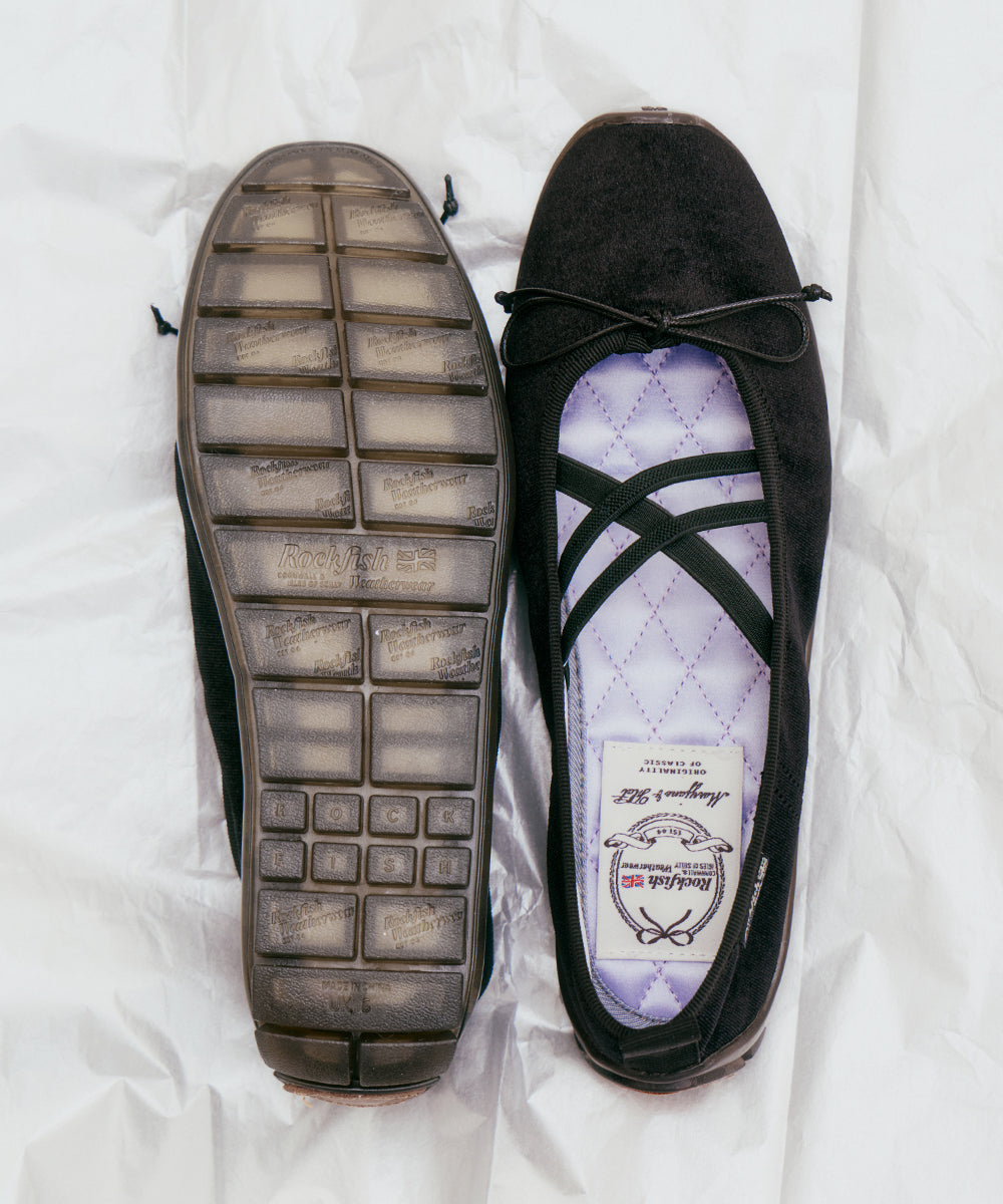 BELLA CROSS BANDING FLATS(PEBBLE SOLE) - BLACK UK3.5(230)