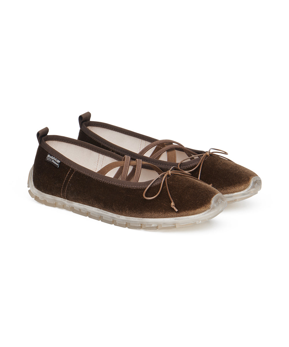 BELLA CROSS BANDING FLATS(PEBBLE SOLE) - BROWN UK3.5(230)
