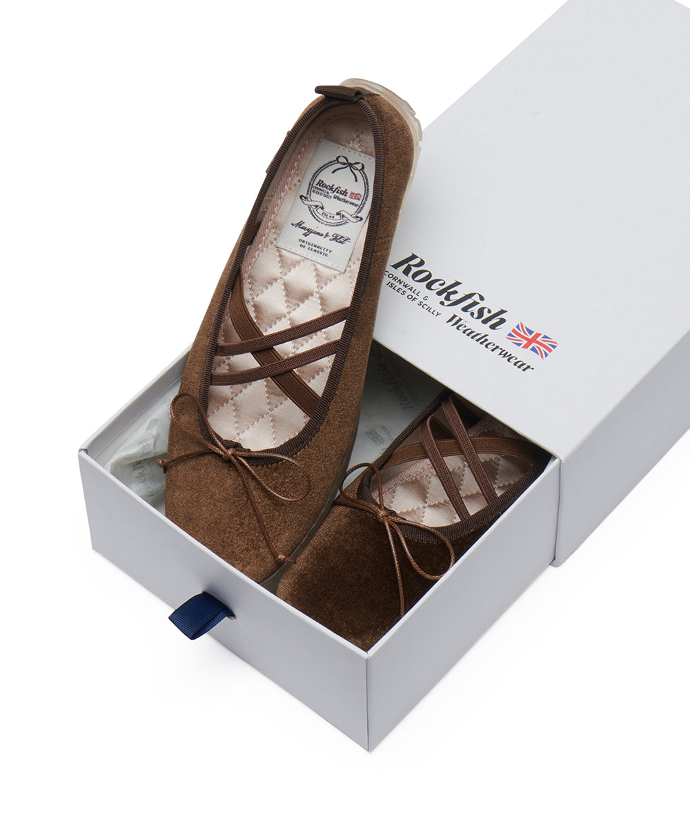 BELLA CROSS BANDING FLATS(PEBBLE SOLE) - BROWN UK3.5(230)