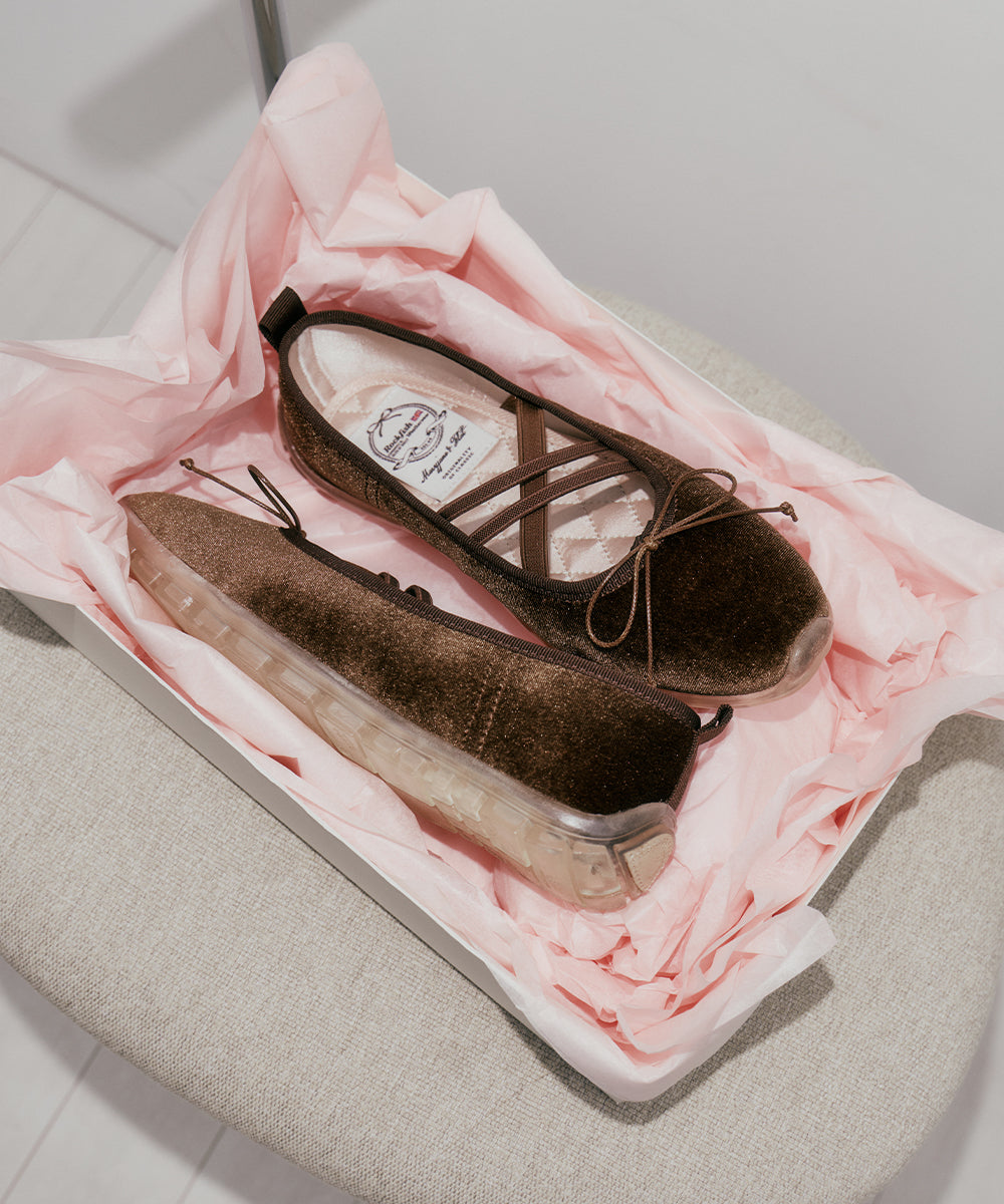 BELLA CROSS BANDING FLATS(PEBBLE SOLE) - BROWN UK3.5(230)