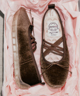 BELLA CROSS BANDING FLATS(PEBBLE SOLE) - BROWN