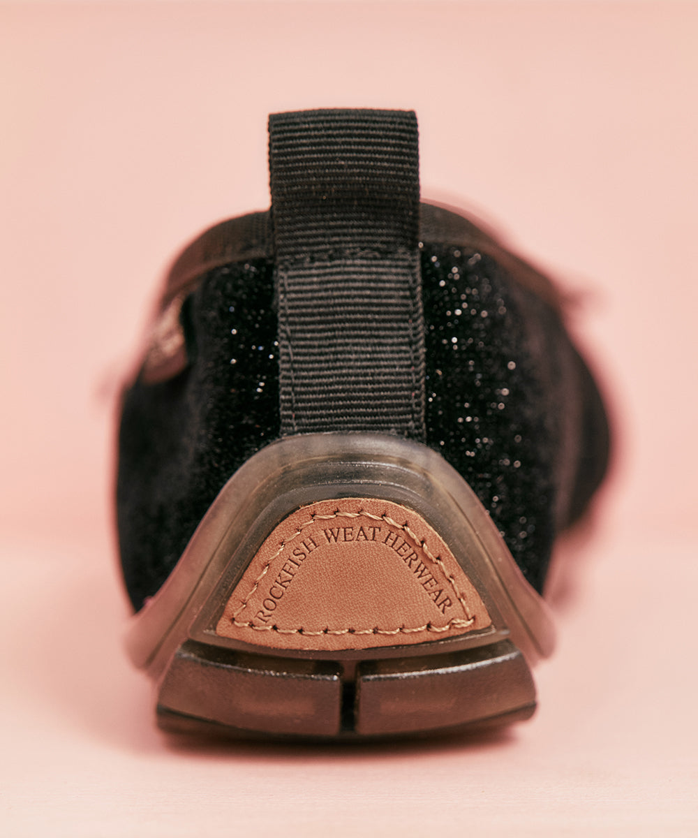 BELLA CROSS BANDING FLATS(PEBBLE SOLE) - GLITTER BLACK UK3.5(230)