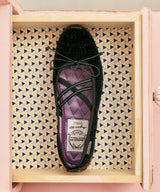 BELLA CROSS BANDING FLATS(PEBBLE SOLE) - GLITTER BLACK