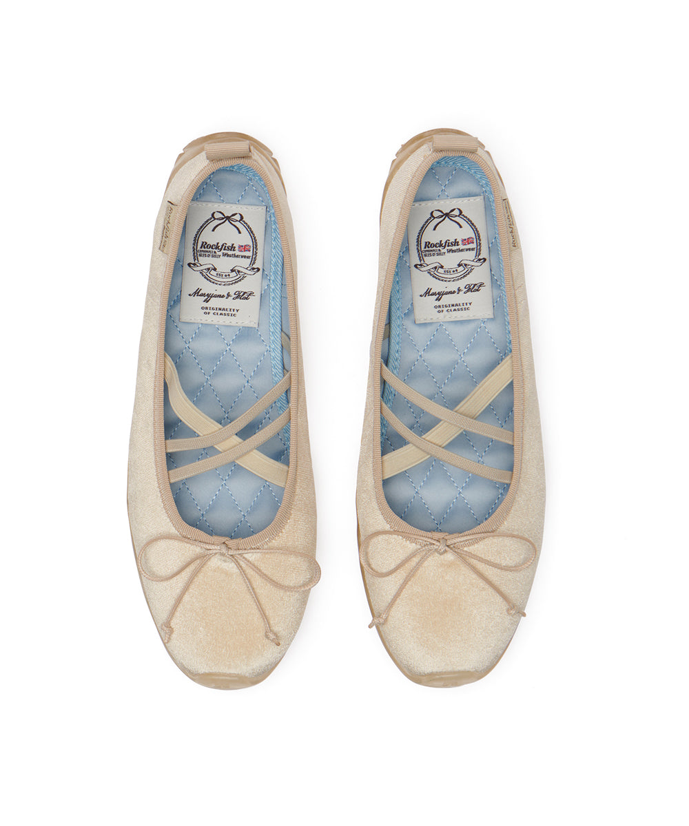 BELLA CROSS BANDING FLATS(PEBBLE SOLE) - CREAM UK3.5(230)
