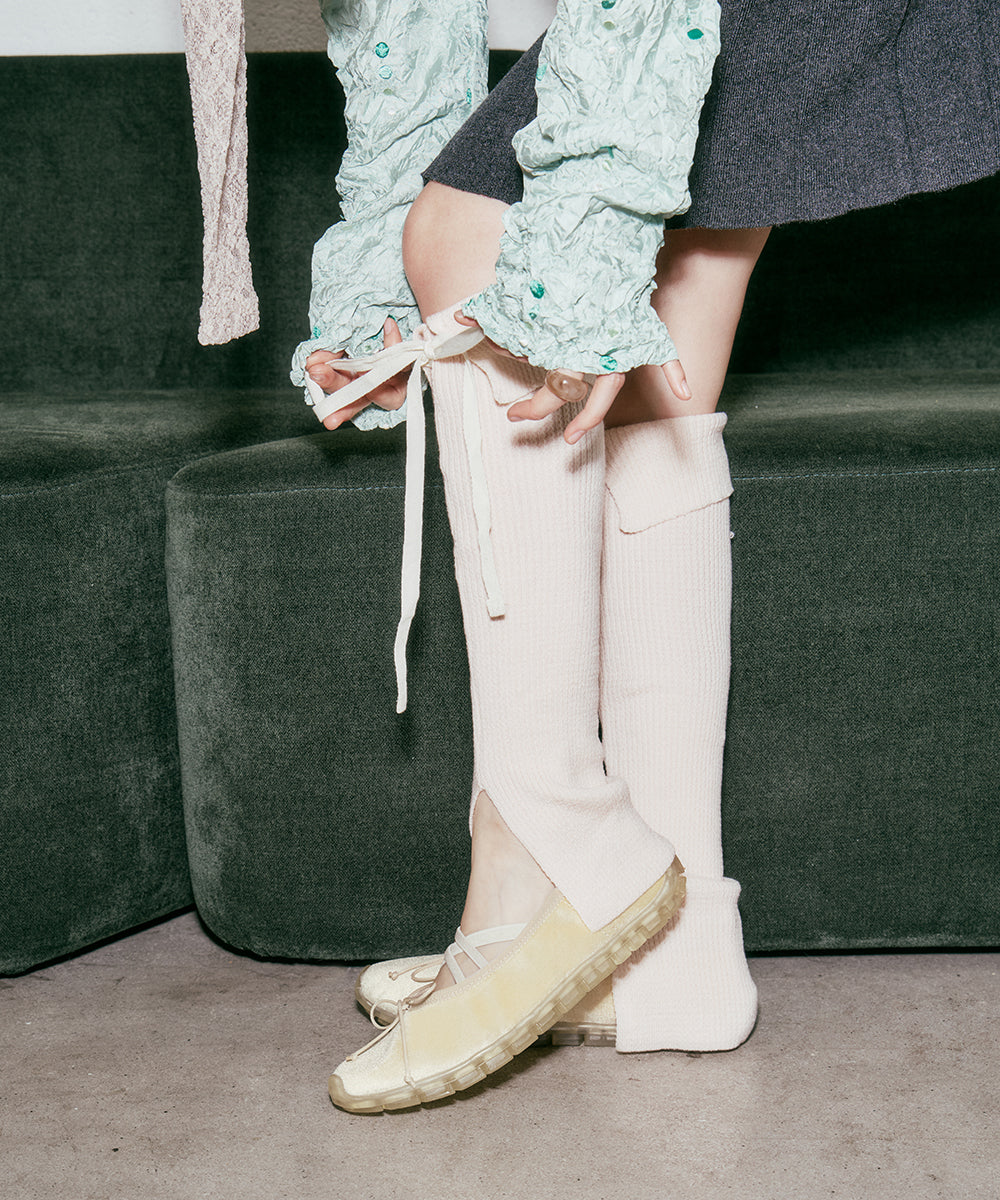 BELLA CROSS BANDING FLATS(PEBBLE SOLE) - CREAM UK3.5(230)