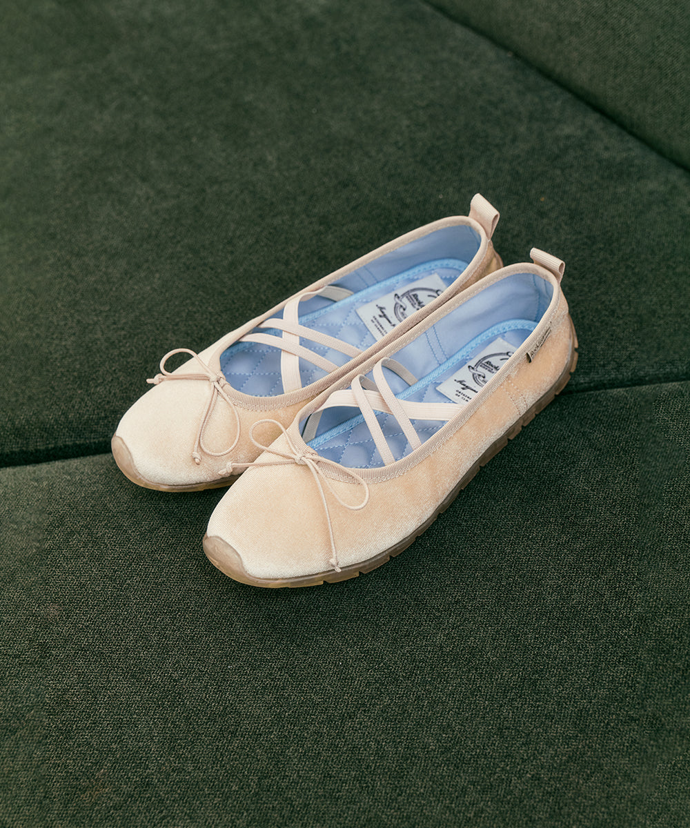 BELLA CROSS BANDING FLATS(PEBBLE SOLE) - CREAM UK3.5(230)