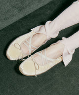 BELLA CROSS BANDING FLATS(PEBBLE SOLE) - CREAM