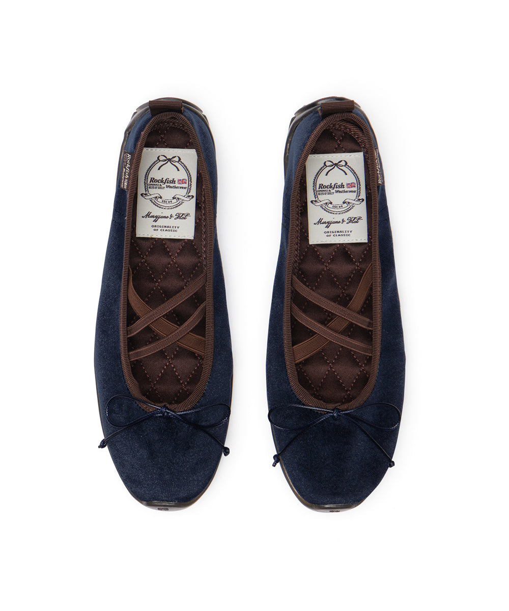 BELLA CROSS BANDING FLATS(PEBBLE SOLE) - NAVY UK3.5(230)