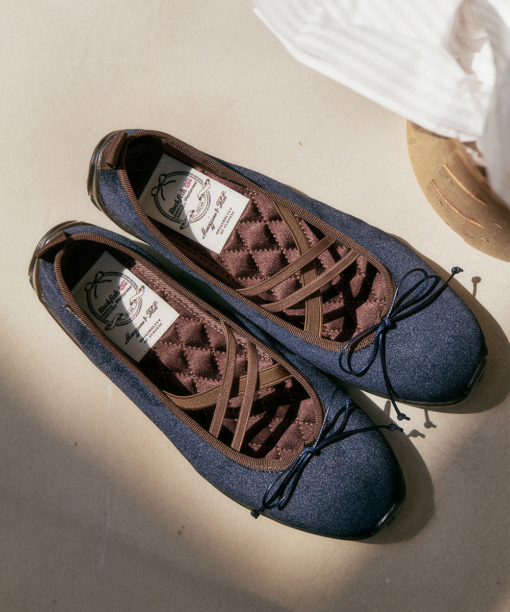 BELLA CROSS BANDING FLATS(PEBBLE SOLE) - NAVY UK3.5(230)