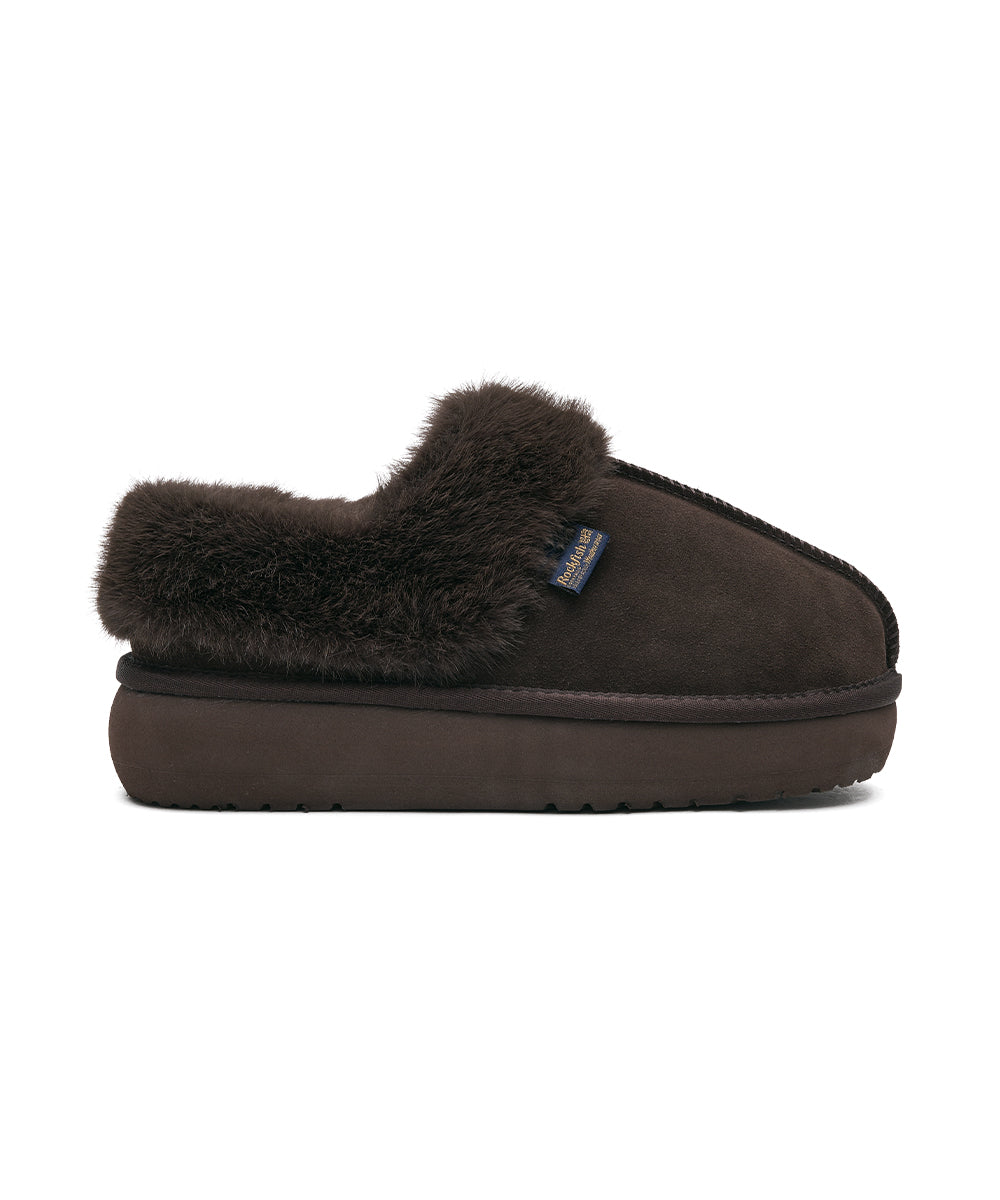 CLOUDY FLATFORM FUR MULES - CHOCO UK3.5(230)