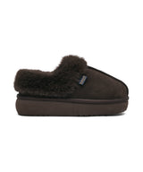 CLOUDY FLATFORM FUR MULES - CHOCO