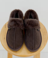 CLOUDY FLATFORM FUR MULES - CHOCO