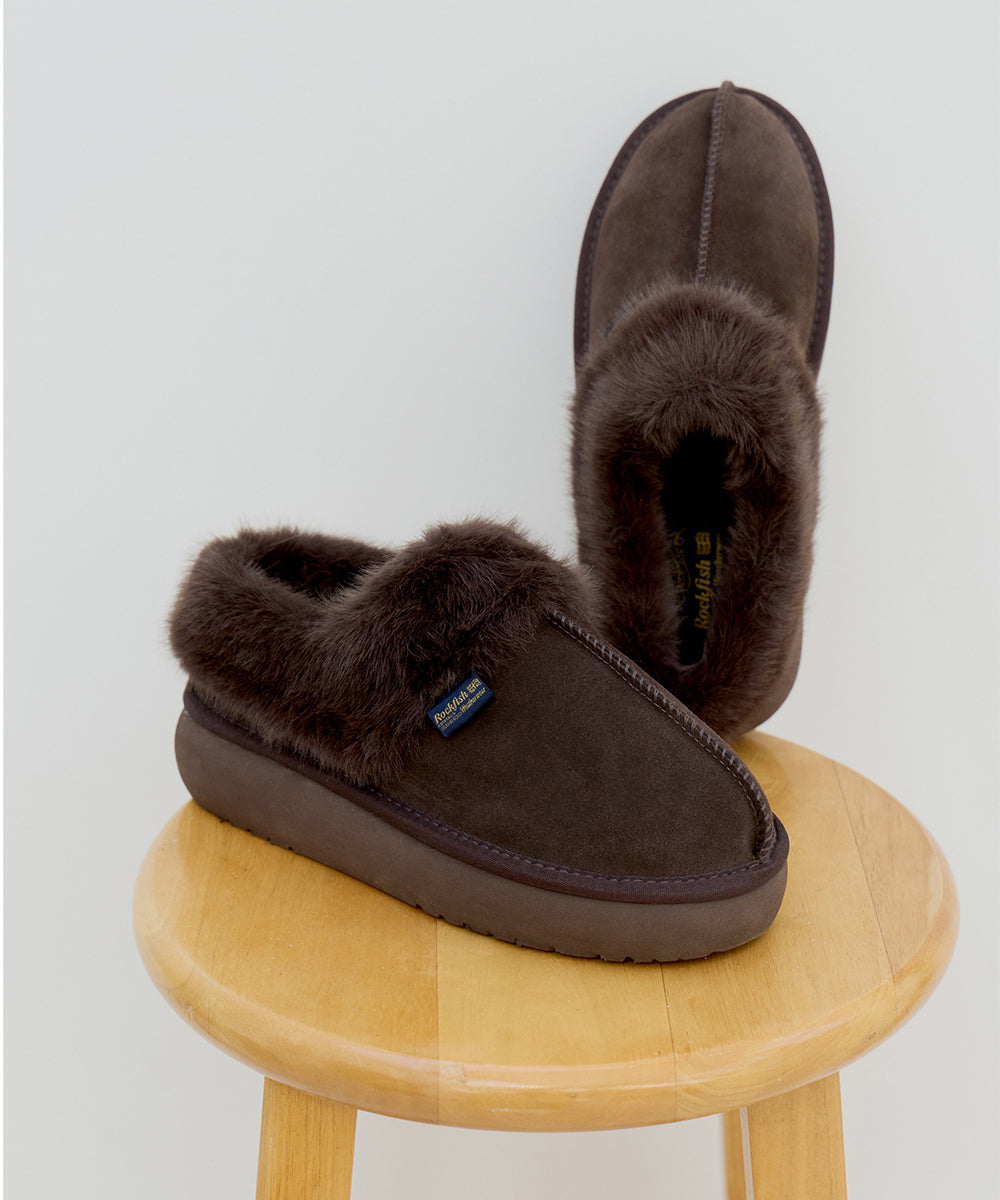 CLOUDY FLATFORM FUR MULES - CHOCO UK3.5(230)