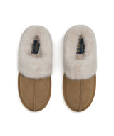 CLOUDY FLATFORM FUR MULES - CHESTNUT