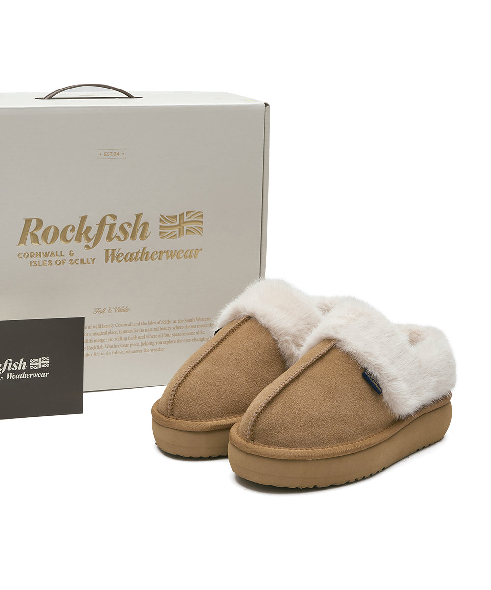 CLOUDY FLATFORM FUR MULES - CHESTNUT UK3.5(230)