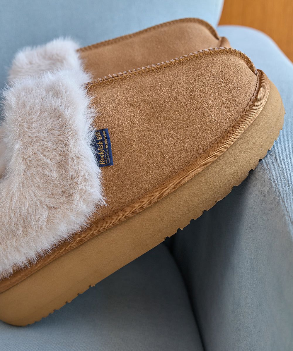 CLOUDY FLATFORM FUR MULES - CHESTNUT UK3.5(230)