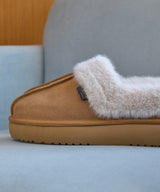 CLOUDY FLATFORM FUR MULES - CHESTNUT