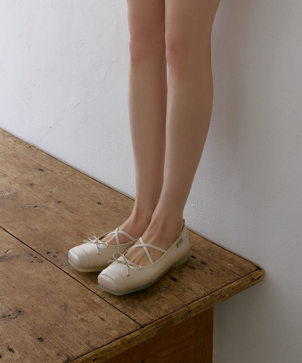 TOE CAP BALLET FLATS - BEIGE UK3.5(230)