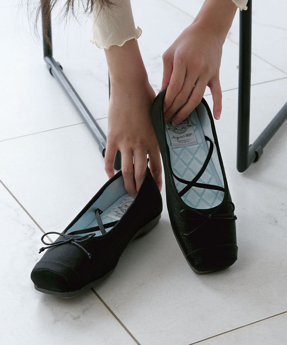 TOE CAP BALLET FLATS - BLACK UK3.5(230)