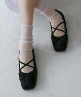 TOE CAP BALLET FLATS - BLACK