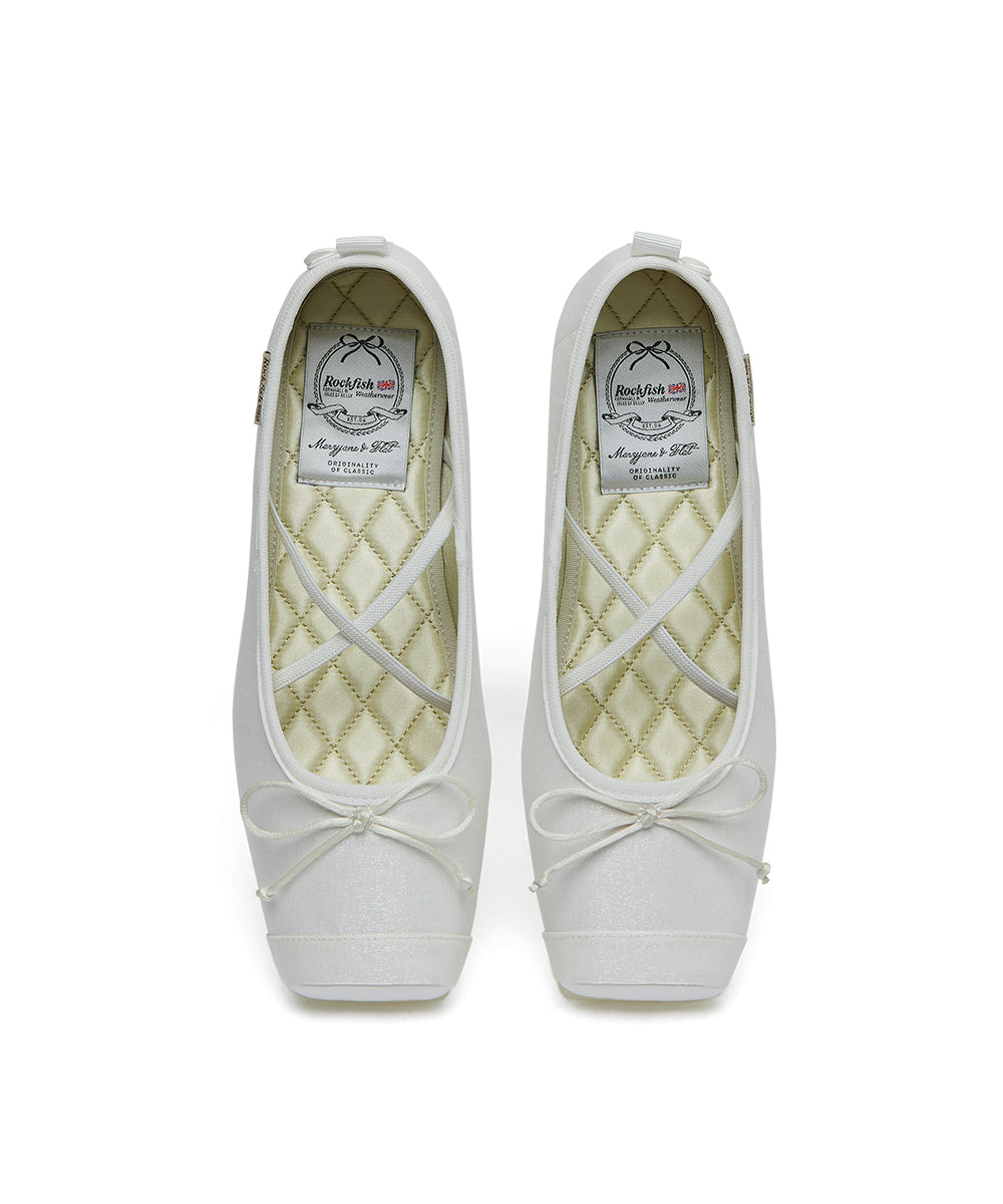 TOE CAP BALLET FLATS - WHITE UK3.5(230)