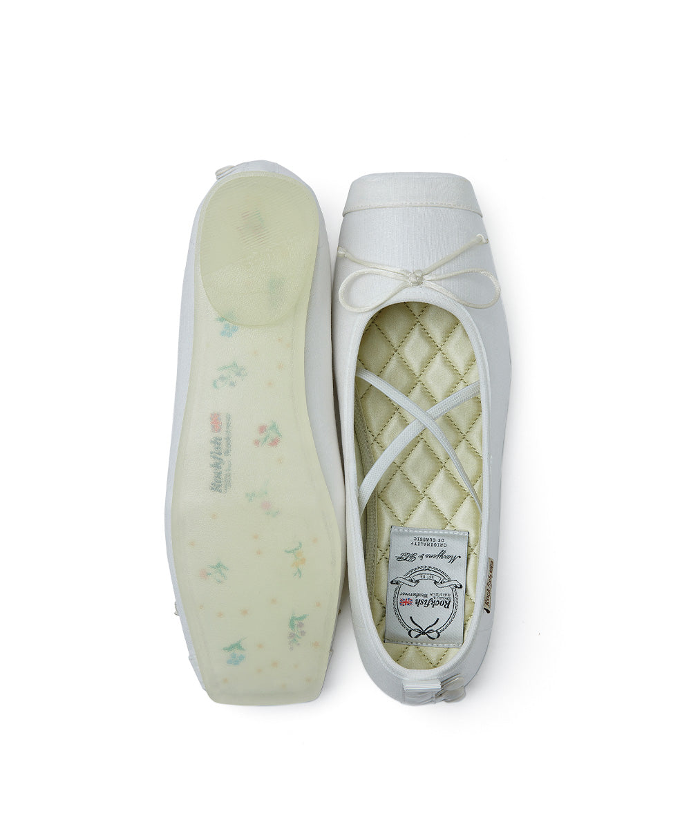 TOE CAP BALLET FLATS - WHITE UK3.5(230)