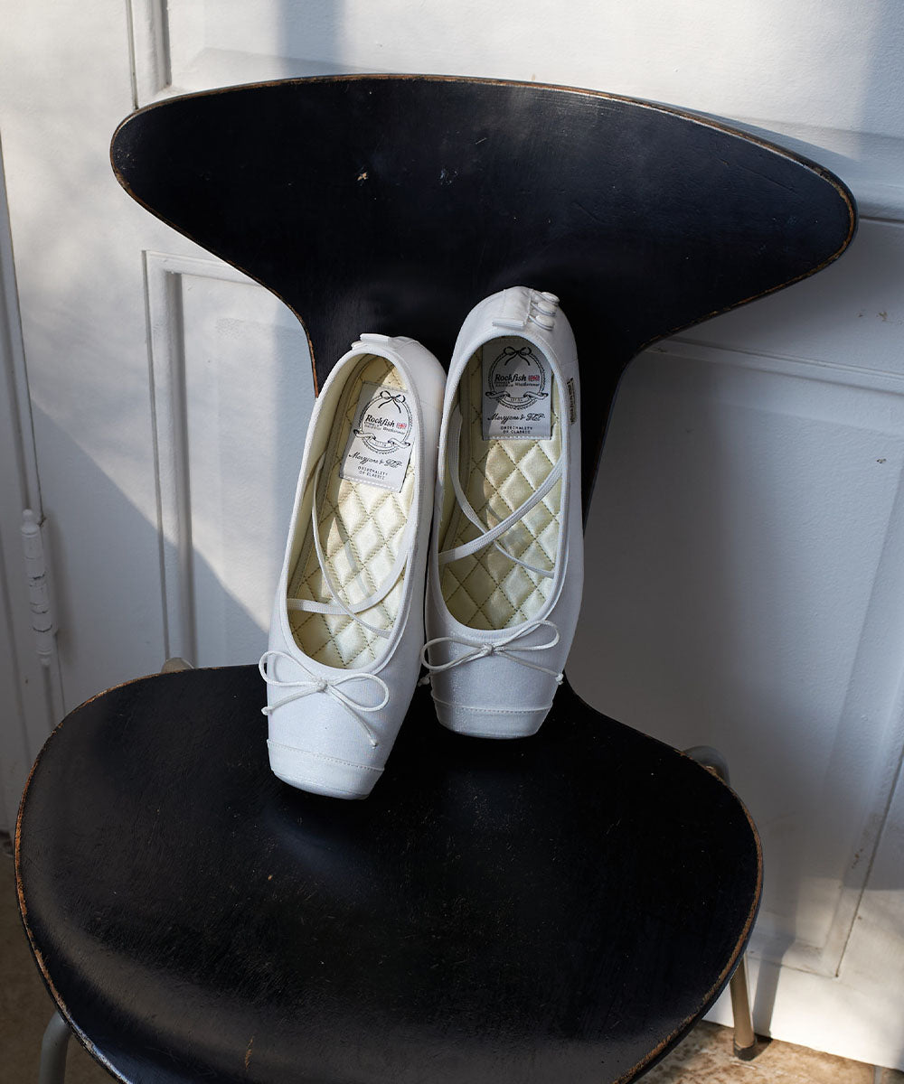 TOE CAP BALLET FLATS - WHITE UK3.5(230)