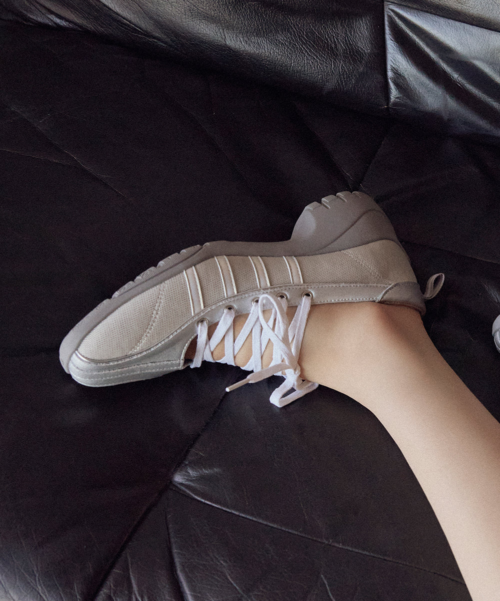 BLISS PLATFORM LACEUP SNEAKERS - SILVER UK3.5(230)