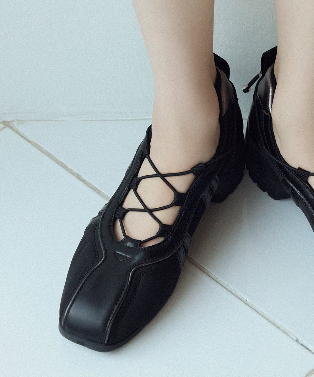 BLISS PLATFORM STRING SNEAKERS - BLACK UK3.5(230)
