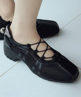 [NODE]BLISS PLATFORM STRING SNEAKERS - BLACK