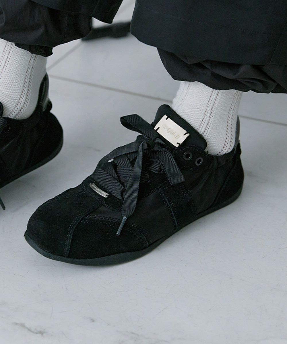SCRUNCH FLAT SNEAKERS - BLACK(BK) UK3.5(230)