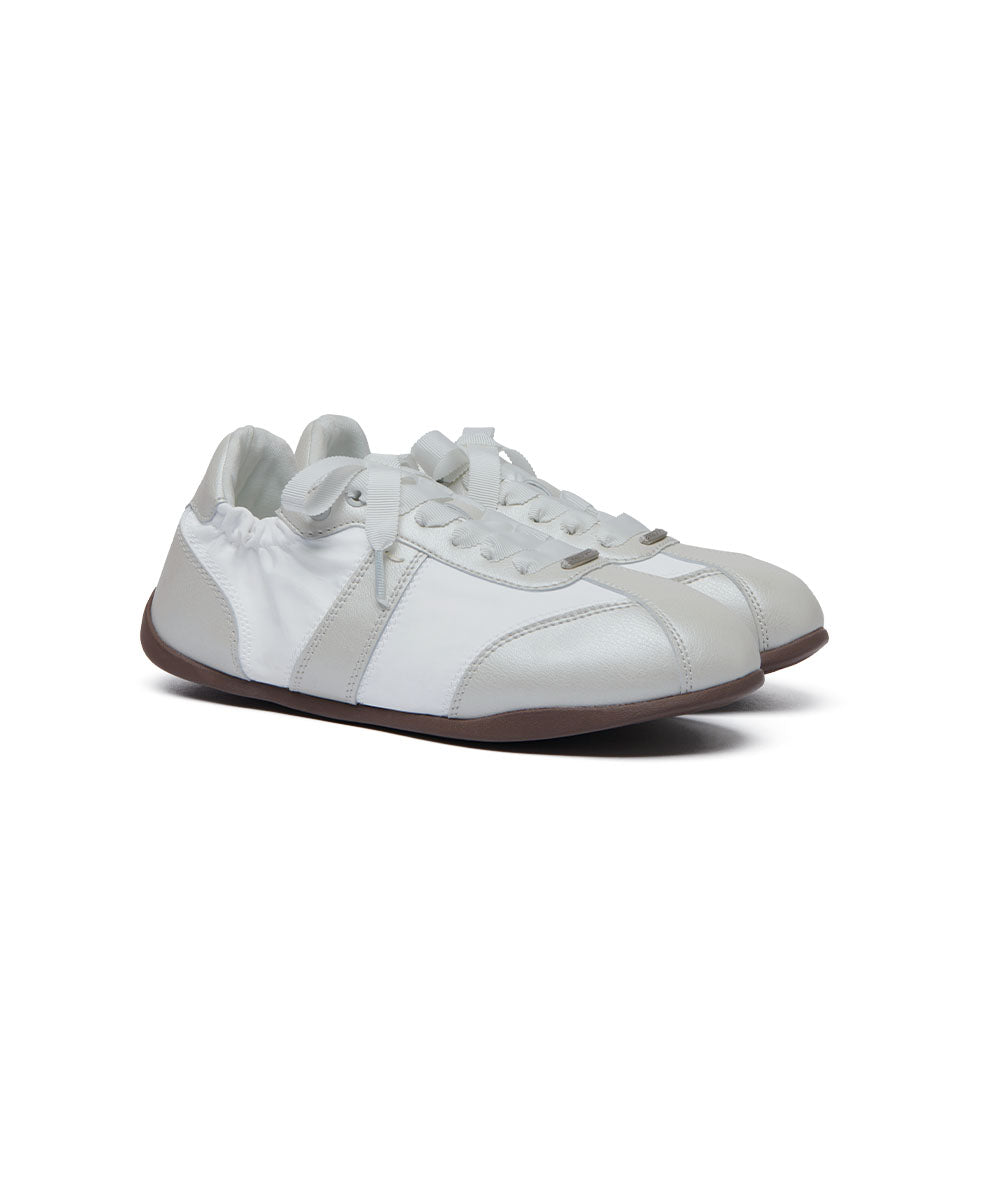 SCRUNCH FLAT SNEAKERS - CREAM PEARL(CM) UK3.5(230)