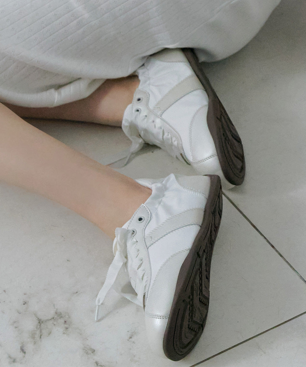 SCRUNCH FLAT SNEAKERS - CREAM PEARL(CM) UK3.5(230)