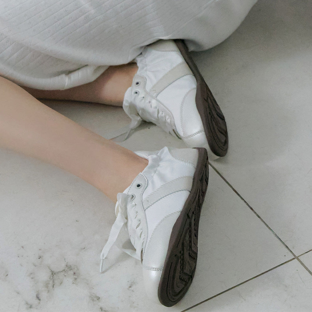 SCRUNCH FLAT SNEAKERS - CREAM PEARL(CM) UK3.5(230)