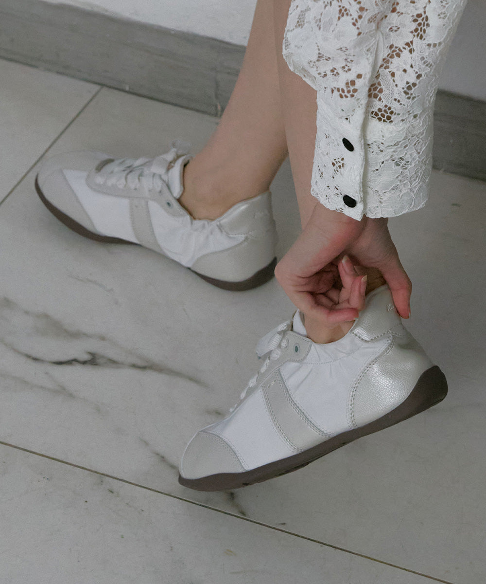 SCRUNCH FLAT SNEAKERS - CREAM PEARL(CM) UK3.5(230)