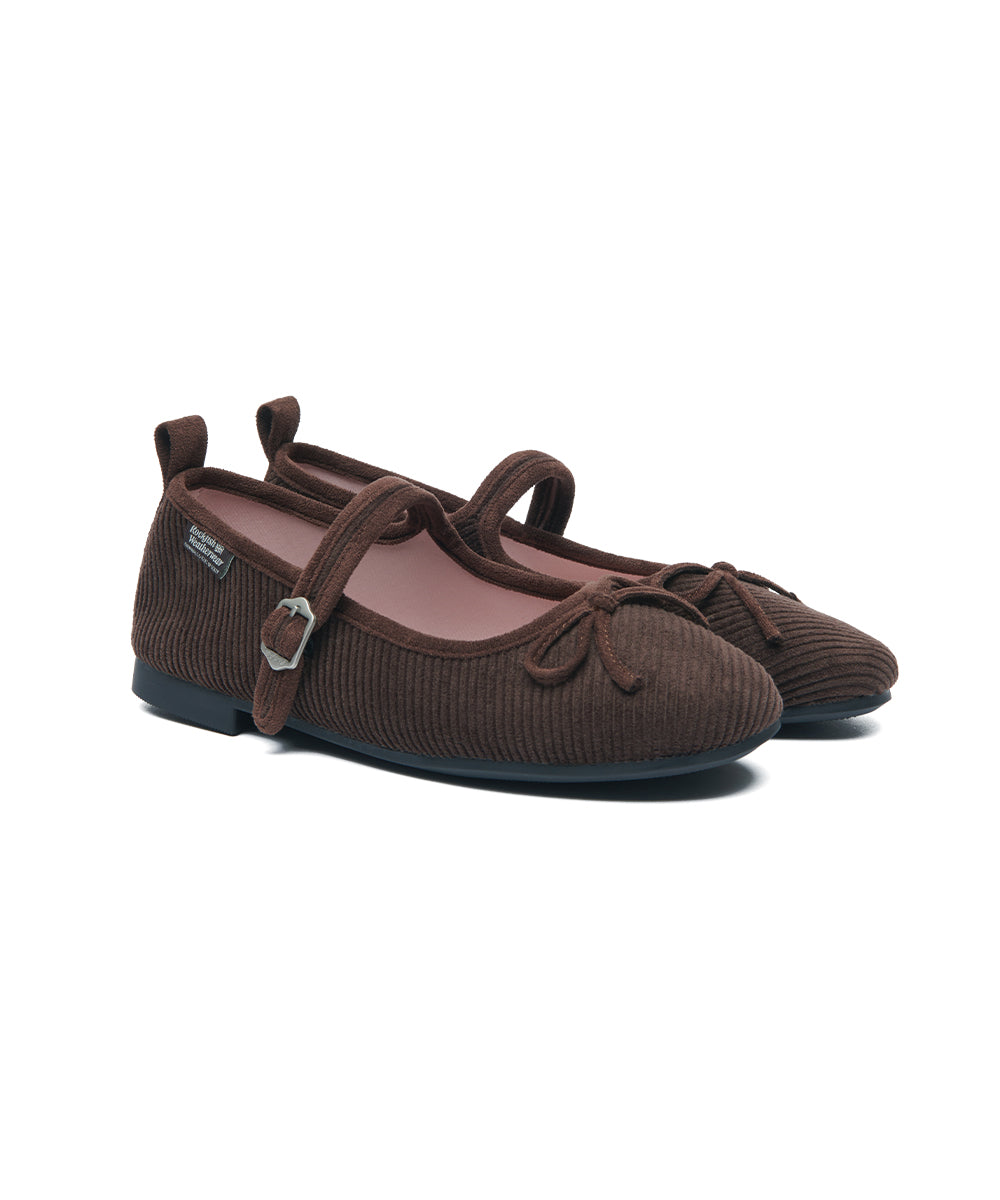 BELLA MARYJANES(CORDUROY) - BROWN UK3.5(230)