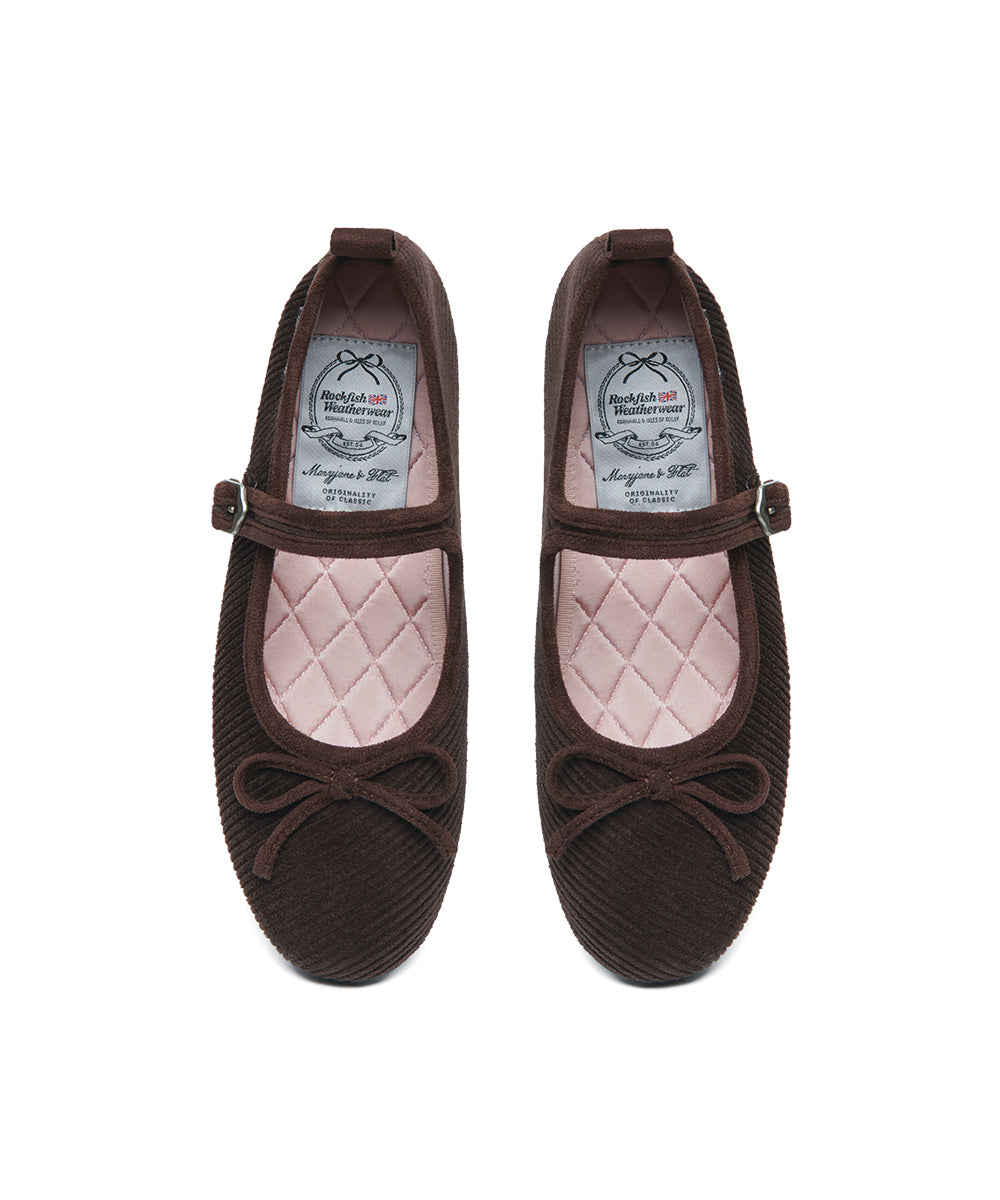 BELLA MARYJANES(CORDUROY) - BROWN UK3.5(230)