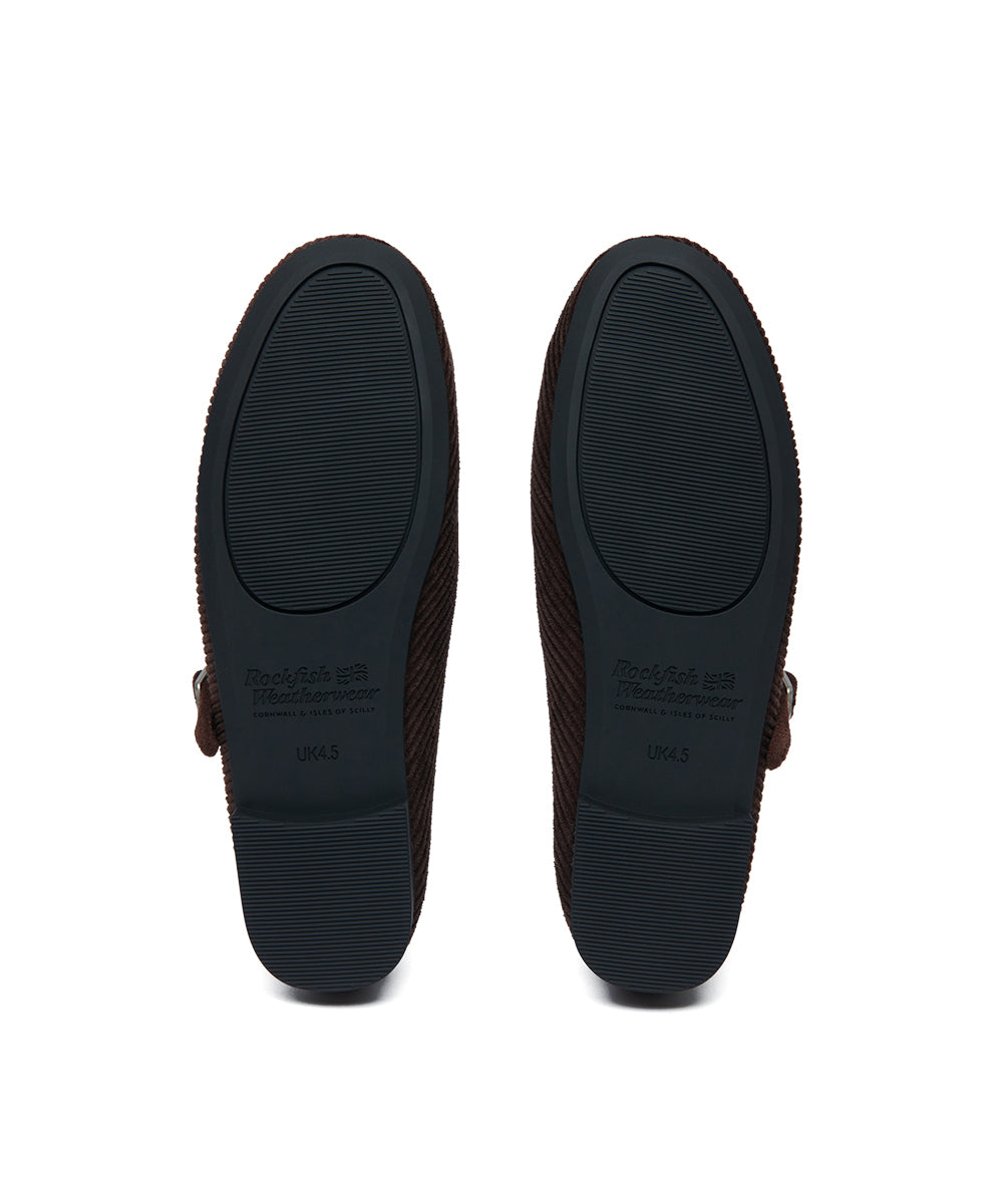 BELLA MARYJANES(CORDUROY) - BROWN UK3.5(230)