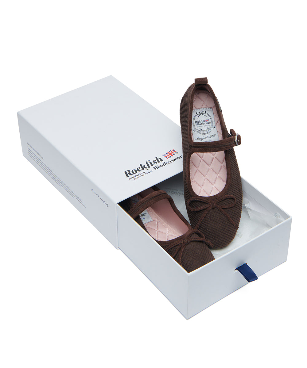 BELLA MARYJANES(CORDUROY) - BROWN UK3.5(230)