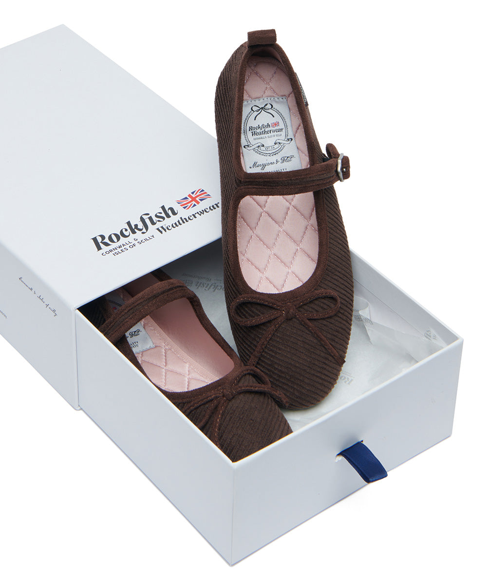 BELLA MARYJANES(CORDUROY) - BROWN UK3.5(230)
