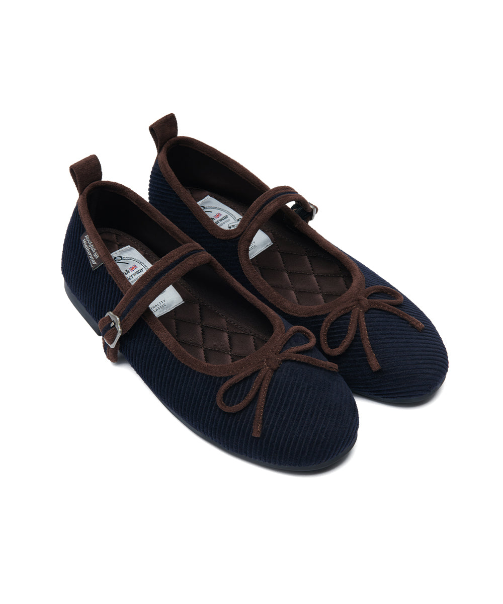 BELLA MARYJANES(CORDUROY) - NAVY UK3.5(230)