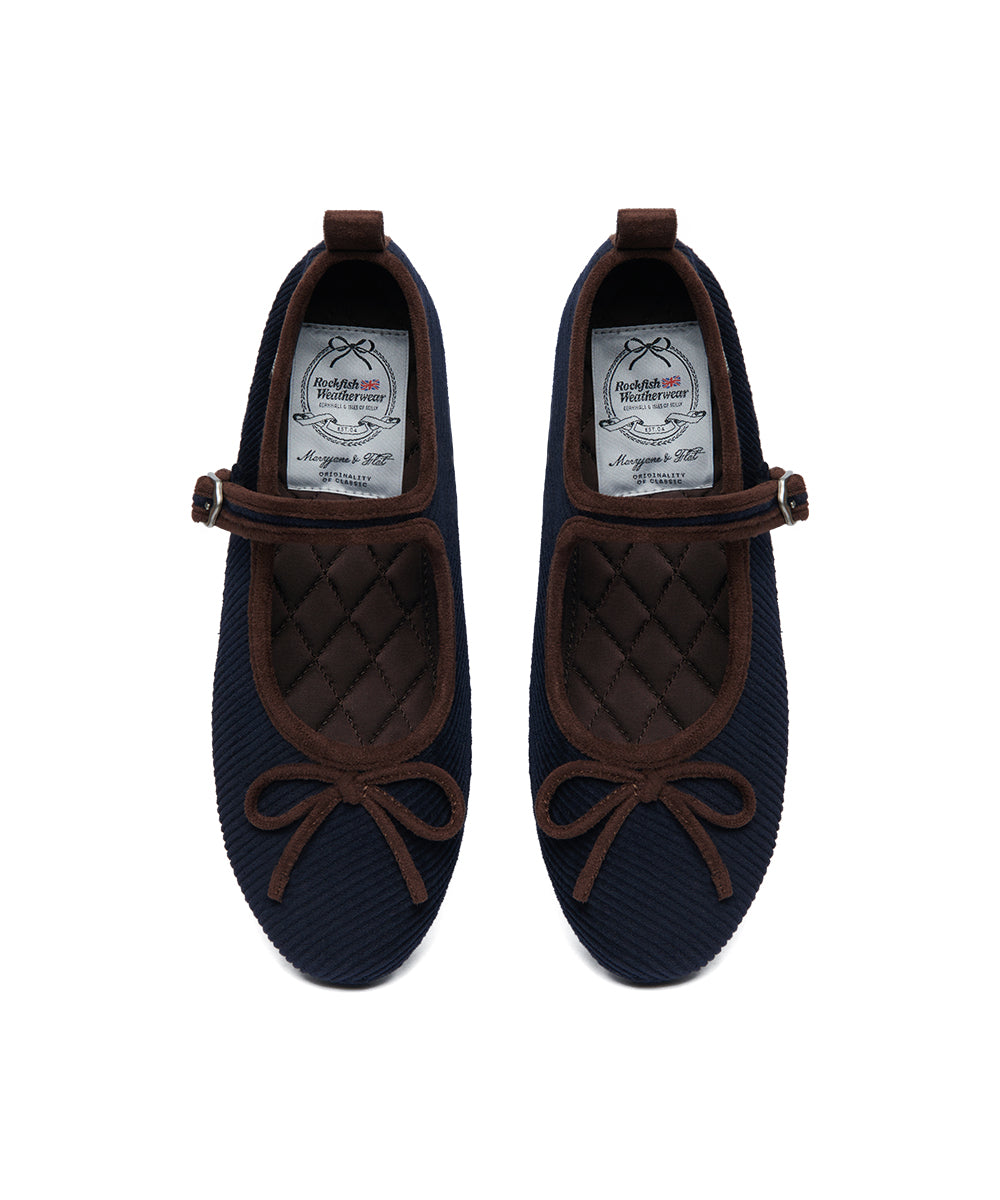 BELLA MARYJANES(CORDUROY) - NAVY UK3.5(230)