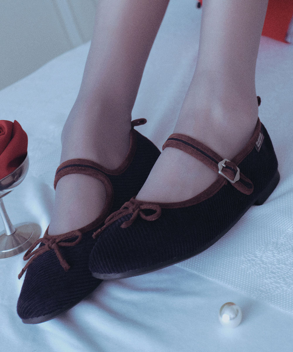 BELLA MARYJANES(CORDUROY) - NAVY UK3.5(230)