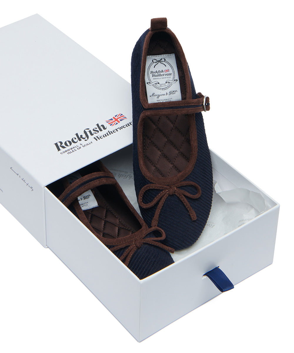 BELLA MARYJANES(CORDUROY) - NAVY UK3.5(230)