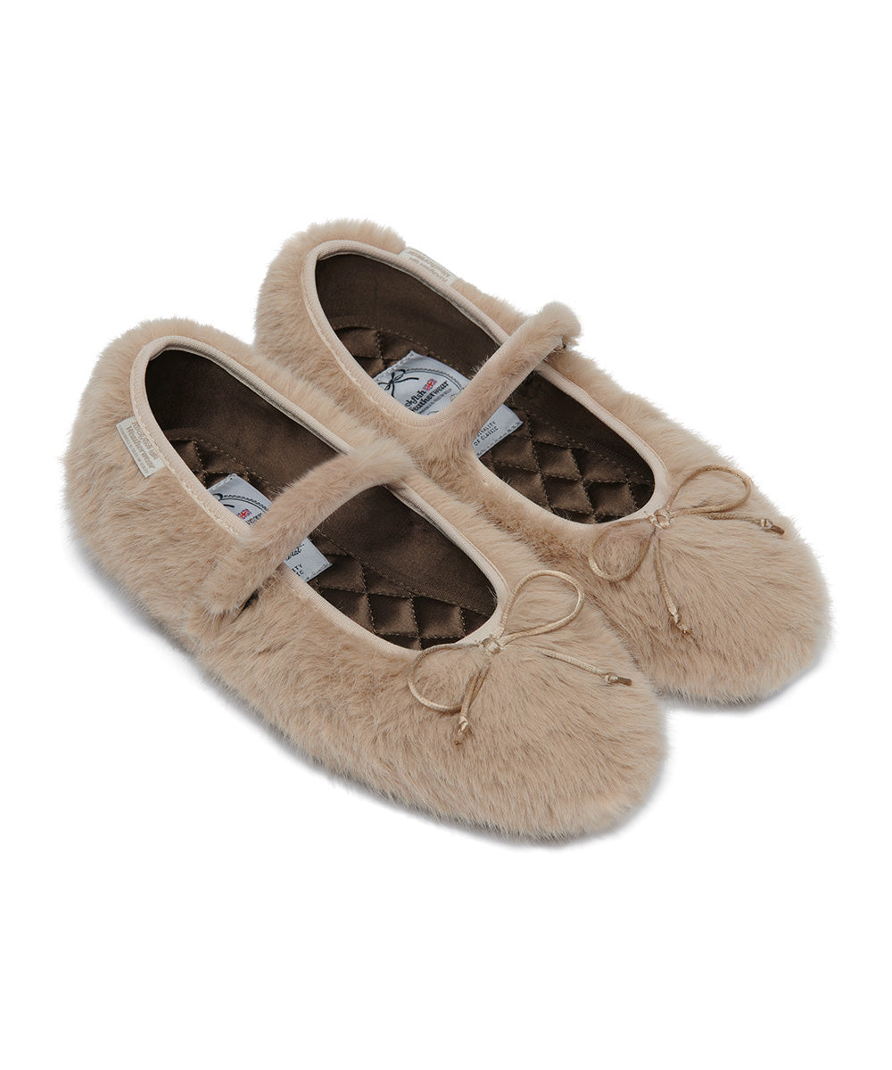 BELLA FUR MARYJANES - BEIGE UK3.5(230)
