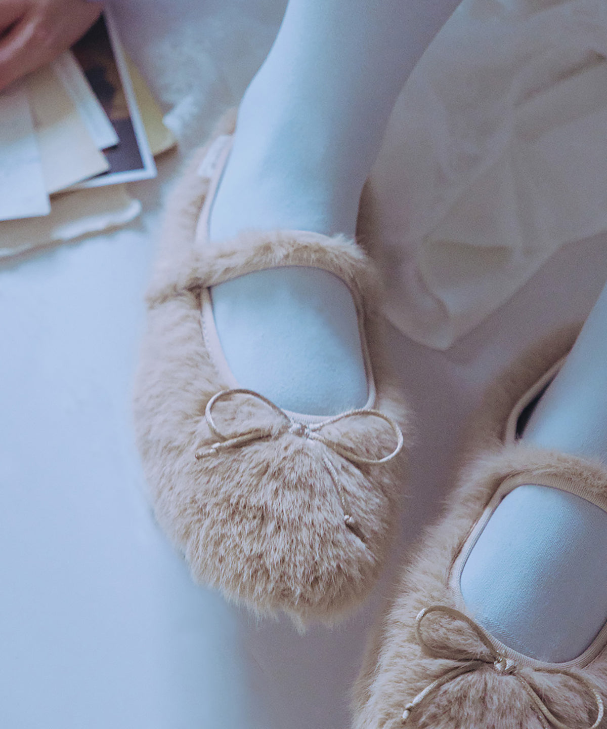 BELLA FUR MARYJANES - BEIGE UK3.5(230)