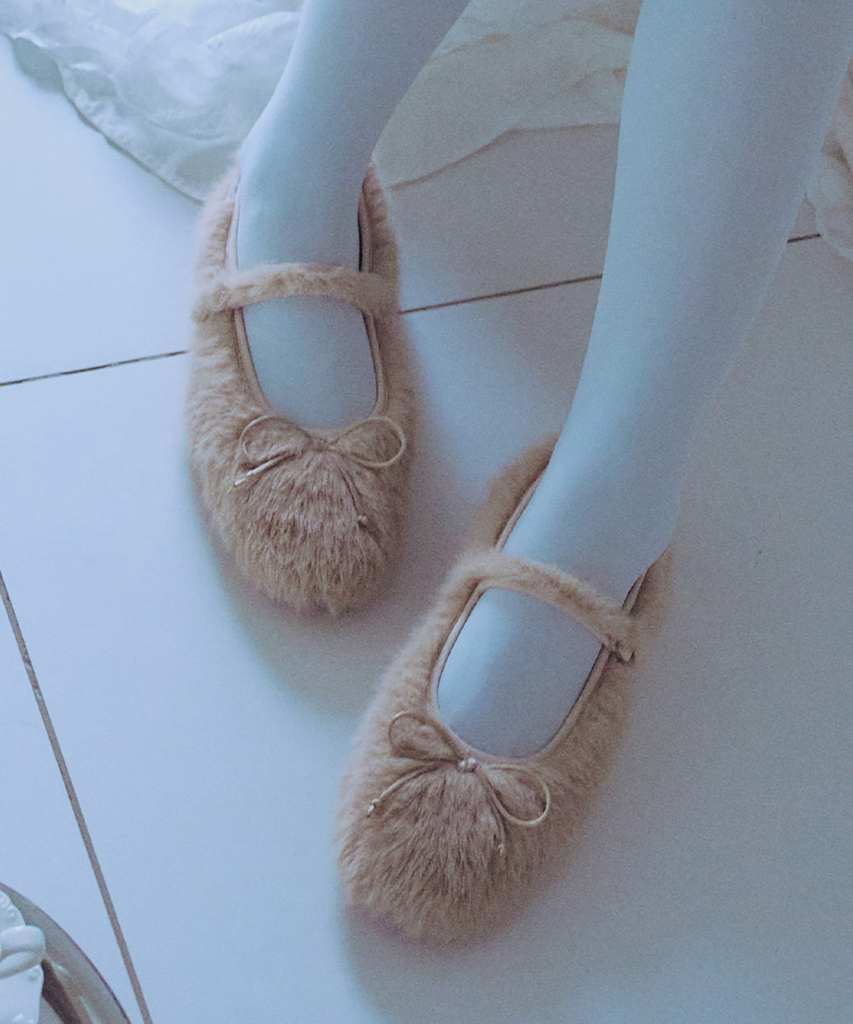 BELLA FUR MARYJANES - BEIGE UK3.5(230)