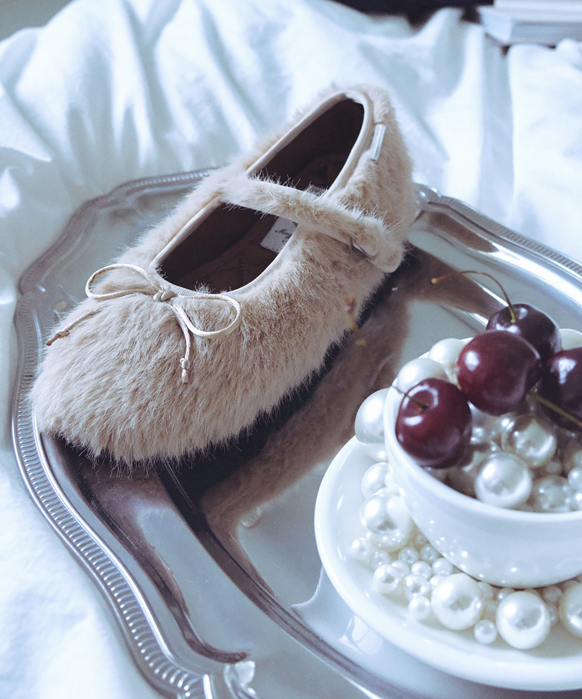 BELLA FUR MARYJANES - BEIGE UK3.5(230)