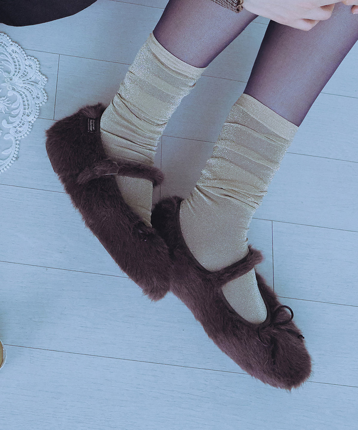 BELLA FUR MARYJANES - BROWN UK3.5(230)