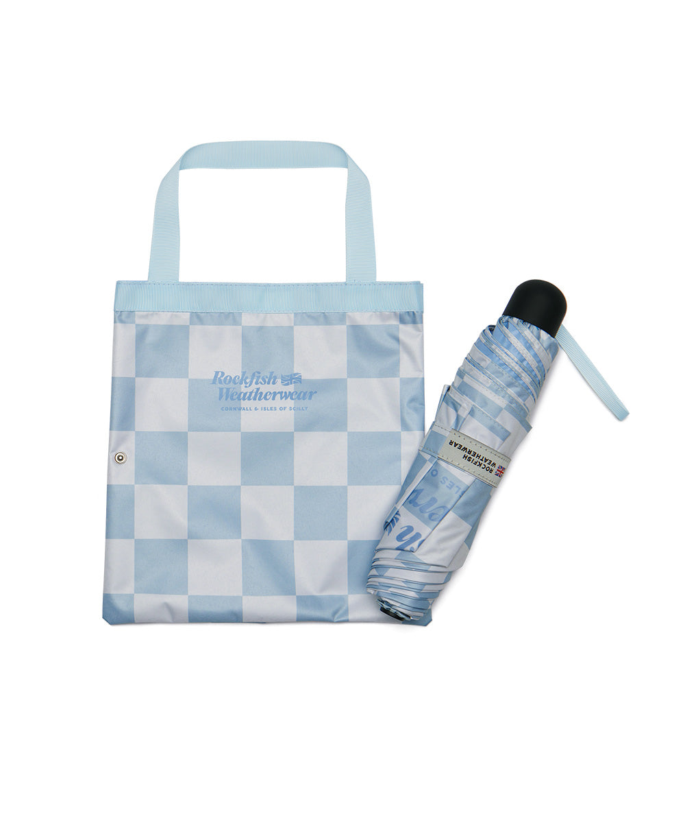[UVカット] SHADE UMBRELLA SHORT - CHECKERBOARD BLUE FREE